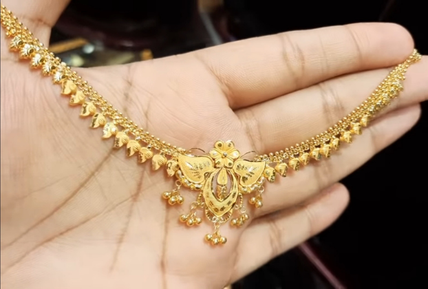 light weight tanishq gold necklace designs with price