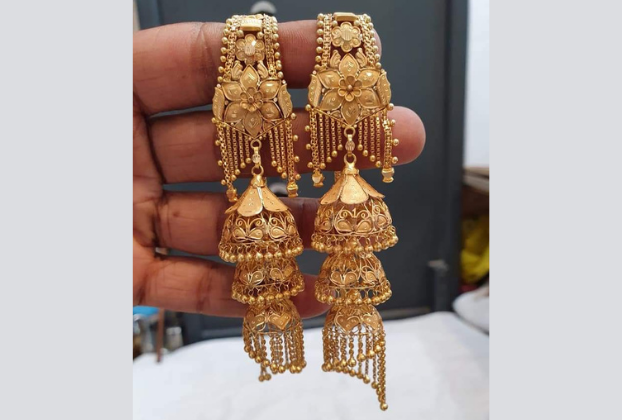 bridal heavy gold jhumka design