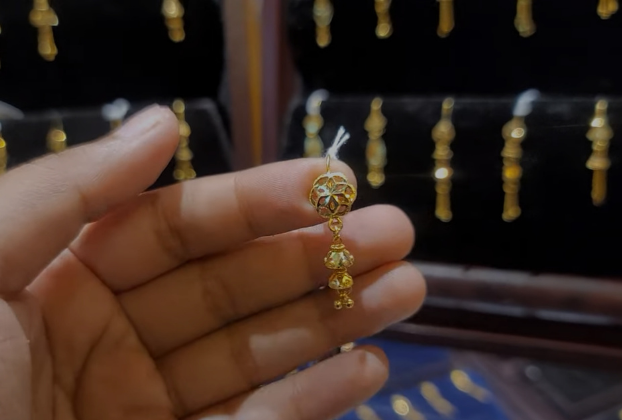 light weight gold earrings jhumka design