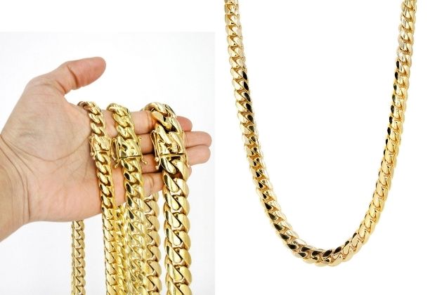 Gold Chain for Men, Heavy Solid Gold Miami Cuban Link Chain