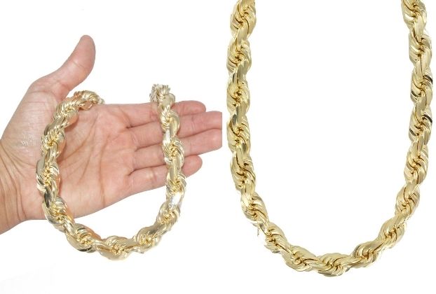 Heavy Solid Gold Rope Link Chain