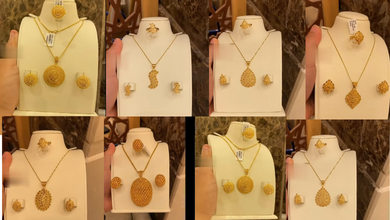 Pendant set with earrings gold