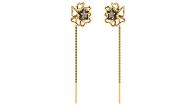 fancy gold earrings sui dhaga design with girls