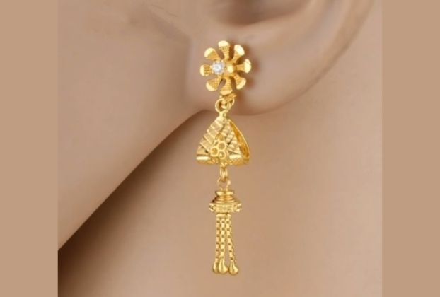 fancy gold earrings sui dhaga design women