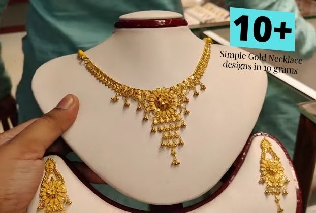 Simple Gold Necklace designs in 10 grams