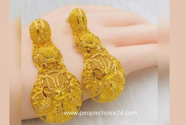 Dubai Gold Design Haram Earring Finger Ring Forming Combo HR2160
