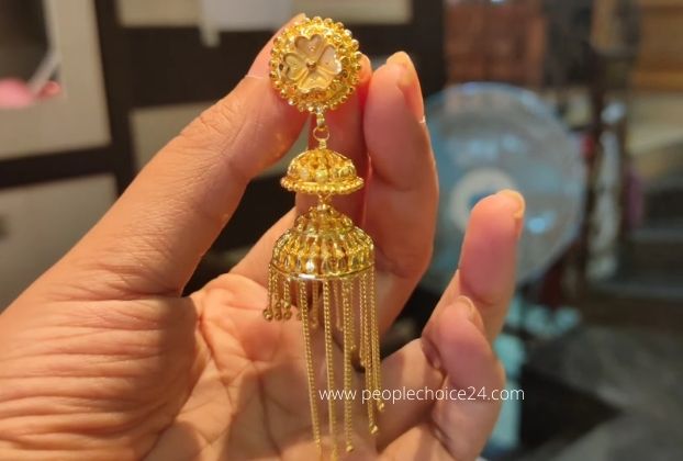 Latest bridal heavy gold jhumka designs with price