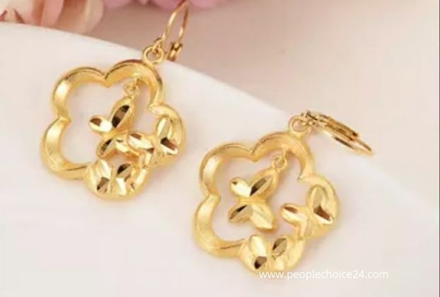 24 karat gold earrings, hoops