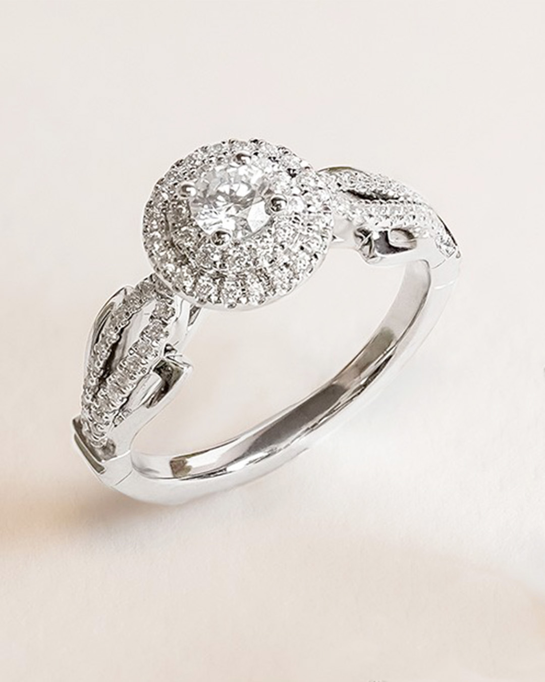 Enchanted Disney Tiana 0.58 CT. T.W. Diamond Double Frame Split Shank Engagement Ring in 14K White Gold