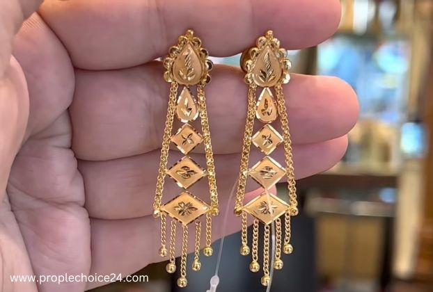 long Gold earrings designs for daily use