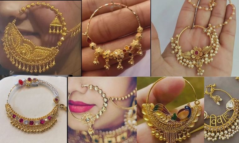 Gold nose ring 2025 design for bride