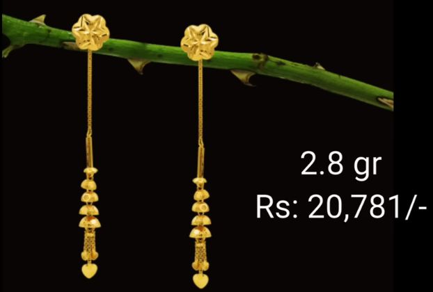 simple gold earrings in 3 grams 