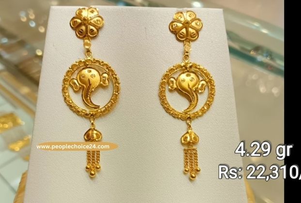 unique gold earrings in 5 grams 