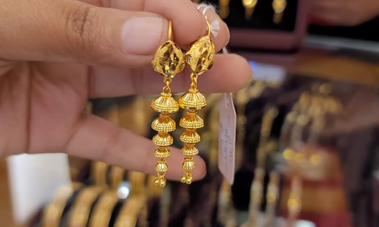 Beautiful designs of gold jhumkas with price