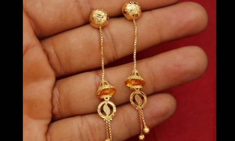 Long Gold Earrings Design