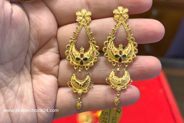 double part gold earrings 