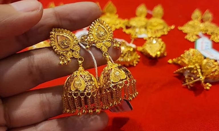 Image of Bridal gold jhumka design