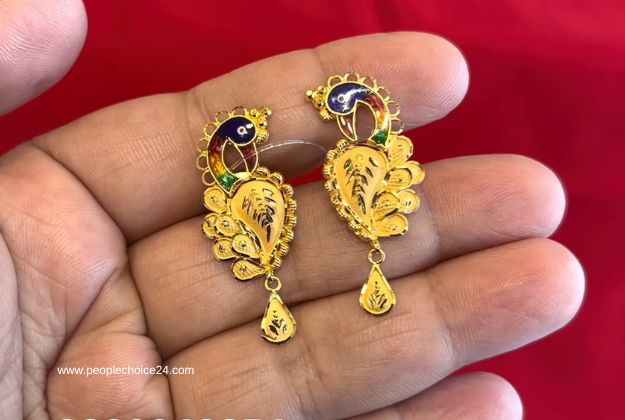 Peacock design earrings with price 