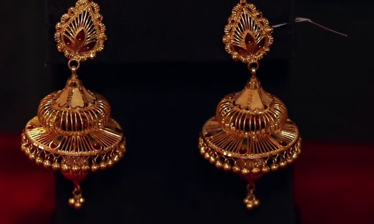 Multi-Colored Meenakari Bridal Gold Jhumka