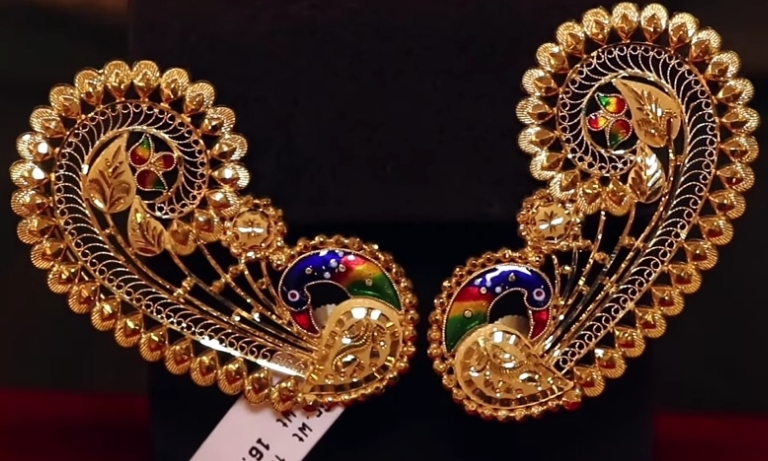 Peacock Bridal Gold full Earring