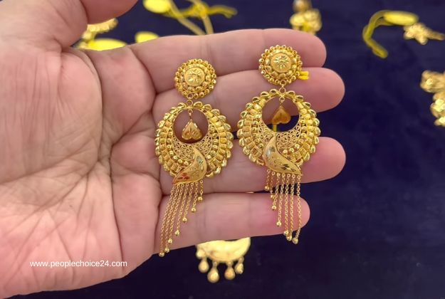 Latest gold big size earrings 
