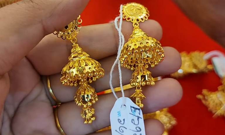 gold jhumka Earrings