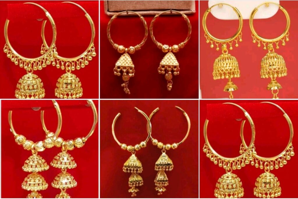 Big Size Gold Jhumka Earrings Designs