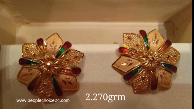Colourful gold earrings tops