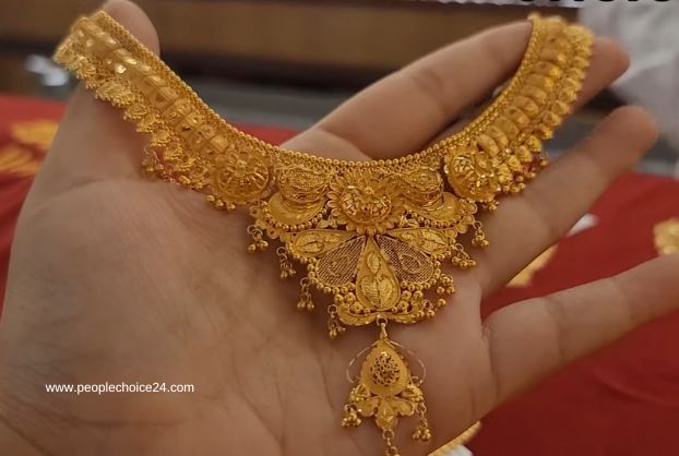 Bridal long sale gold necklace