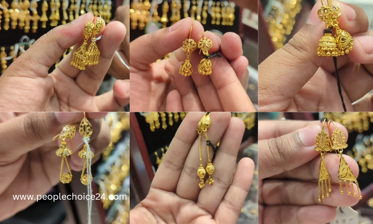 gold earrings design simple