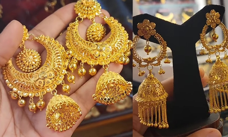 Details 178+ bridal earrings gold latest
