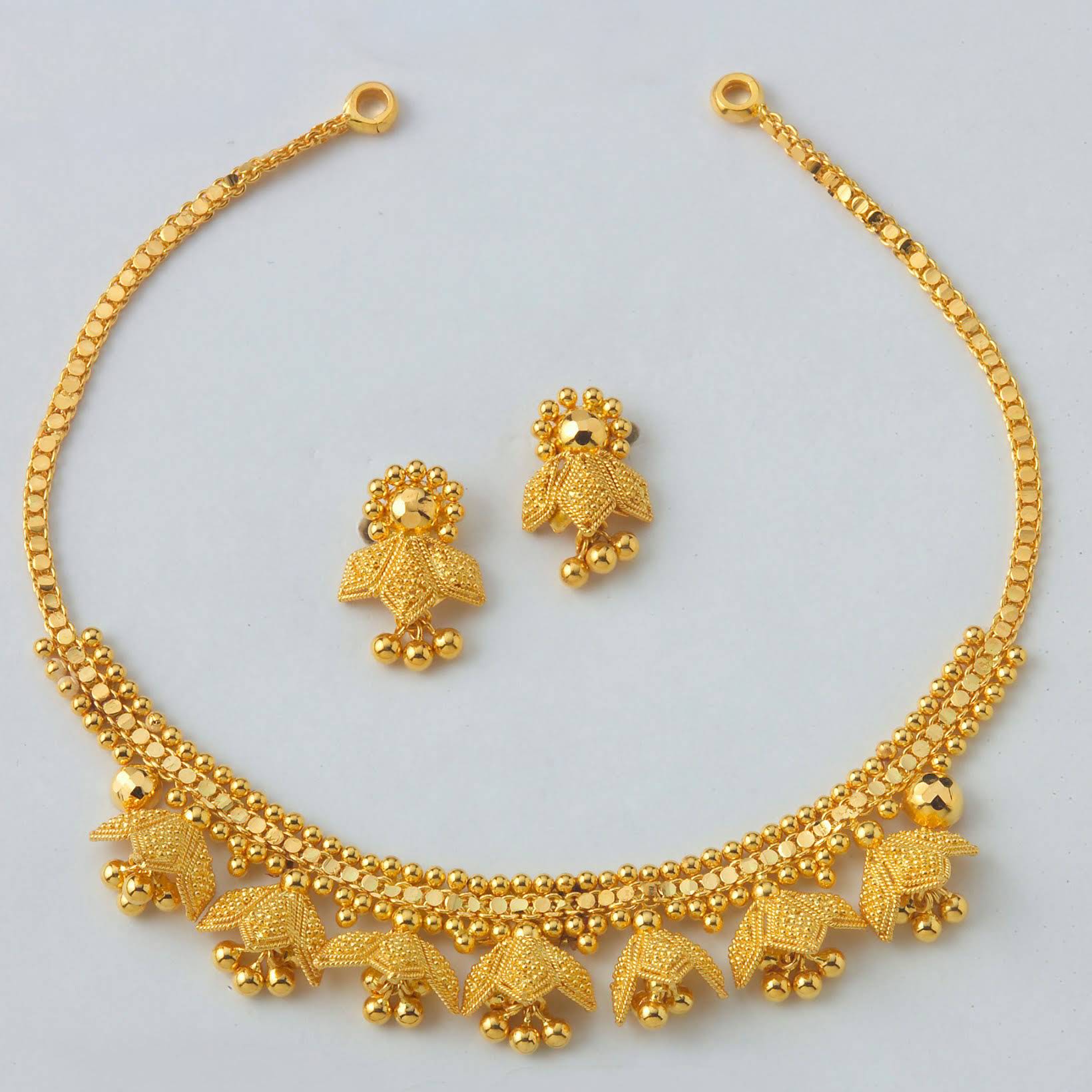 Jhumka floral gold simple necklace 