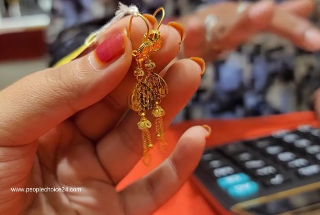 Arabic style gold earrings tops 