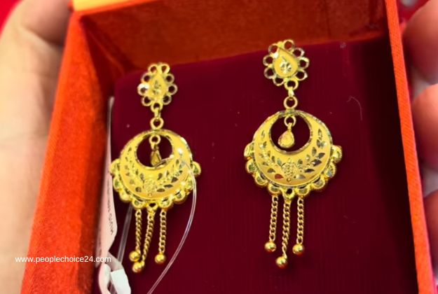 Latest chad bali gold earrings in 5 grams 