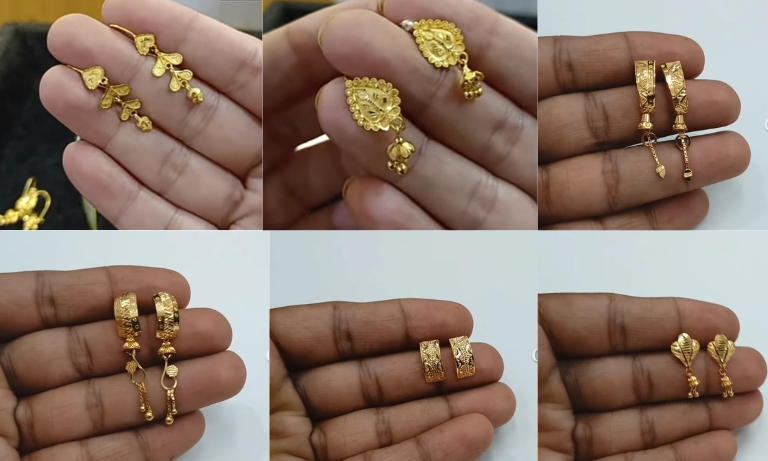Lightweight Gold Earrings Design with Price