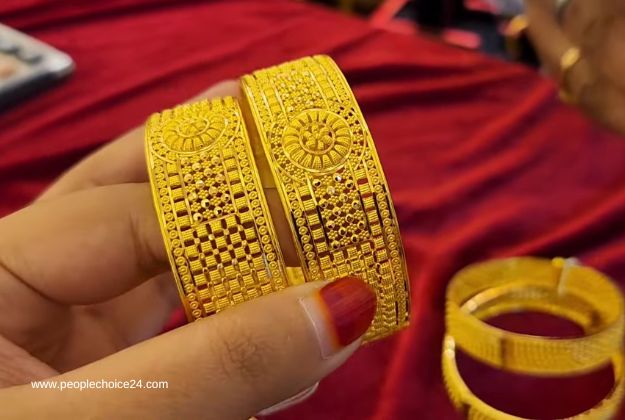 Stylish gold bangle design with price 