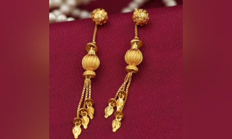 Long gold earrings designs for ladies