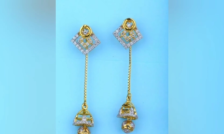Long gold earrings designs for ladies