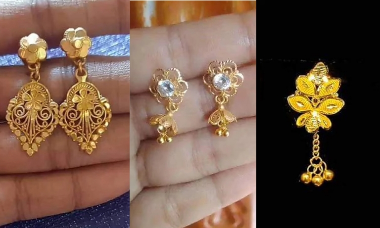 10K Solid Yellow Gold Nugget Cut Earrings for Girls womens - Gold Depot Inc-vietvuevent.vn
