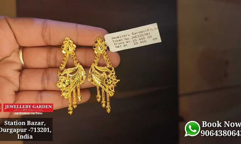 Women gold earrings modern with price