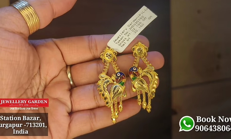 Women gold earrings modern with price